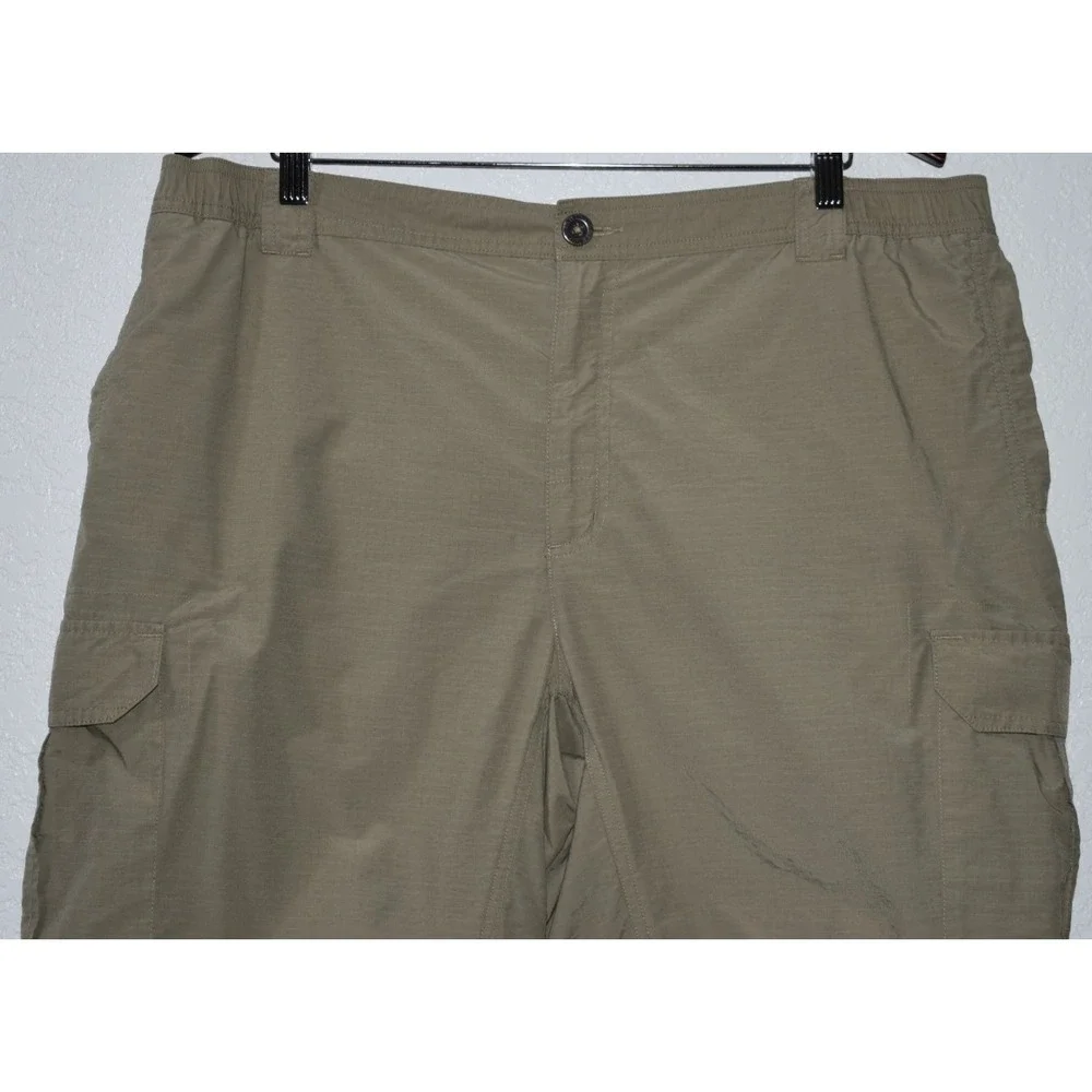 Columbia MENS XL Cargo Convertable Pants Zip-Off Khaki Green Hiking Lightweight